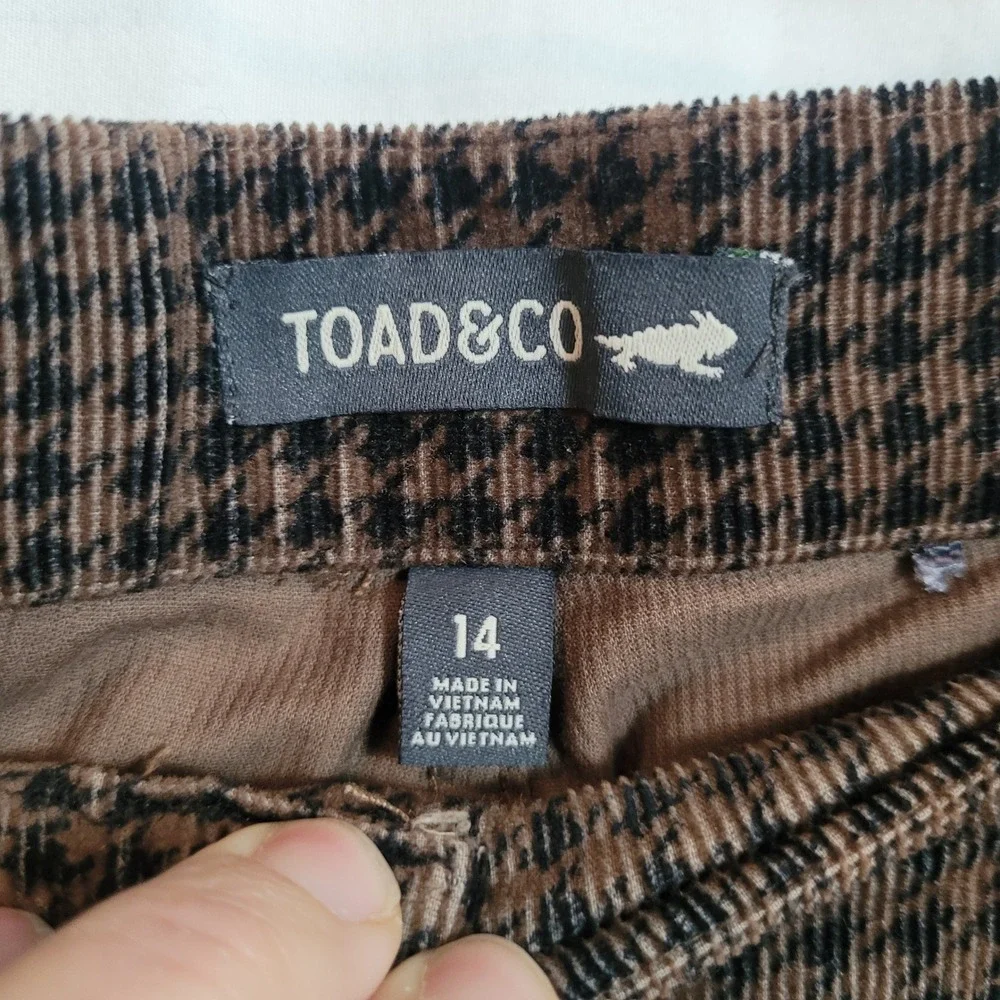 TOAD&CO Cruiser Cord‎ Skinny Pants Brown Black Houndstooth Preppy Women'sSize 14